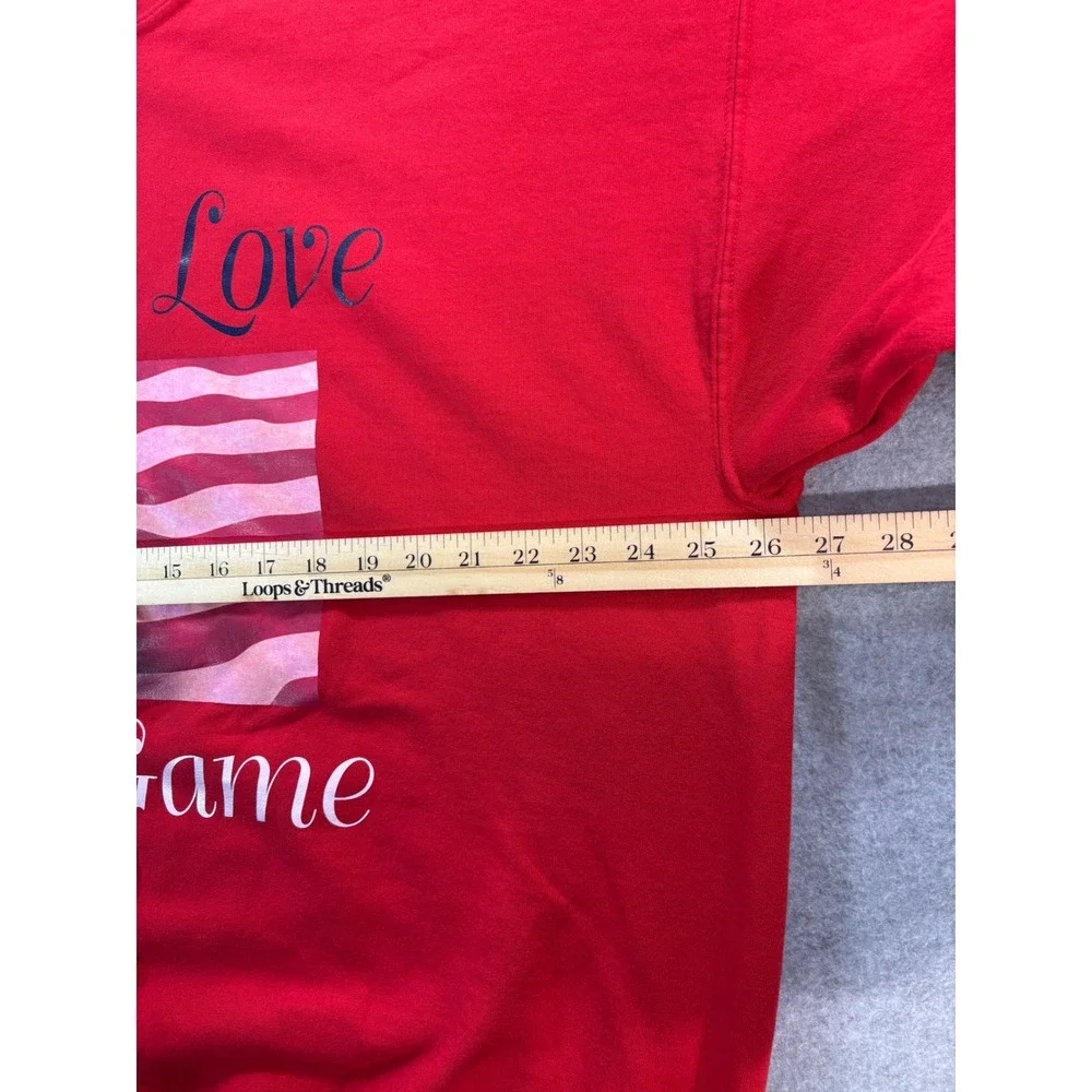 Gildan Red For the‎ Love of the Game American Flag Sweatshirt Mens XL Pullover - Picture 4 of 9